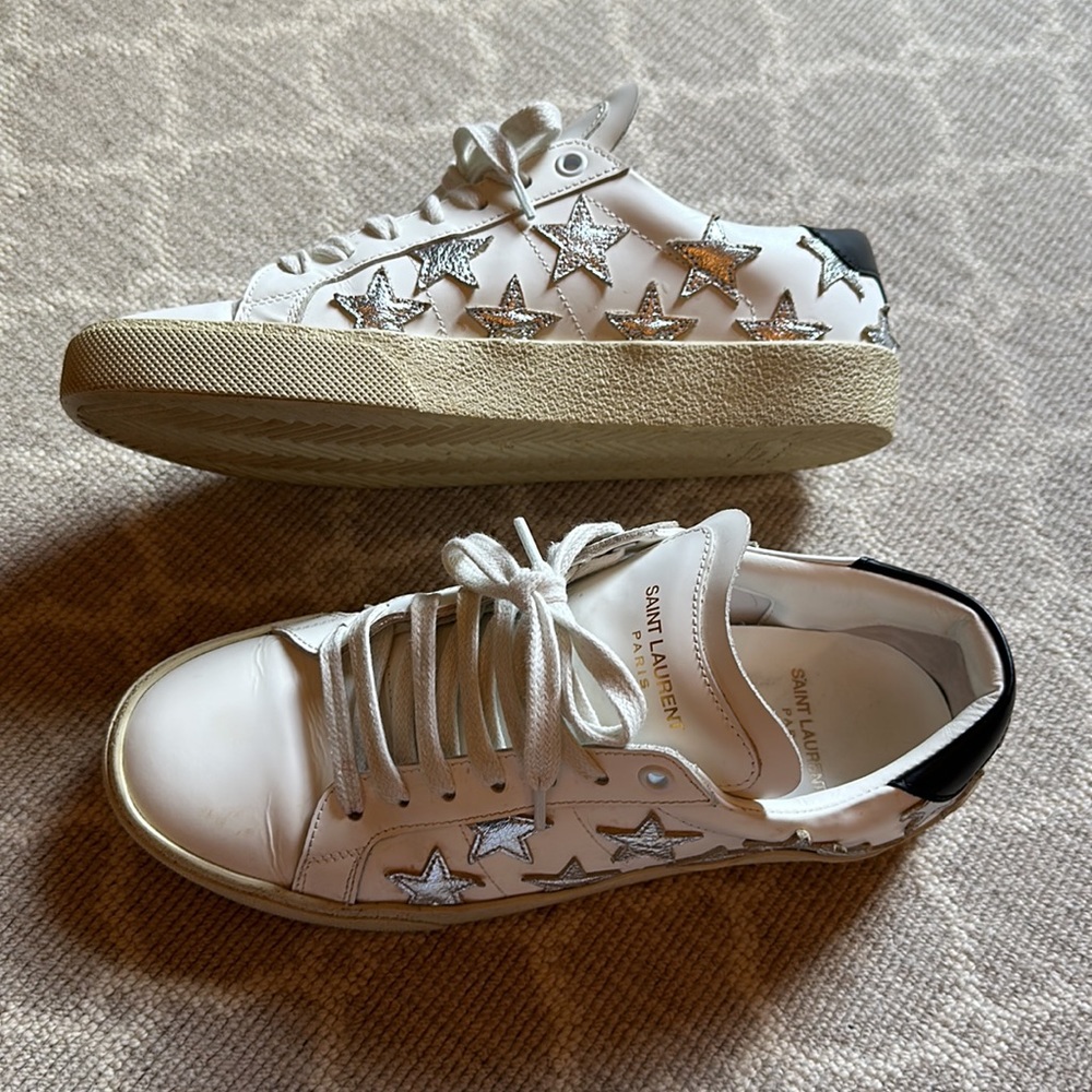 Saint Laurent Silver Star sneakers, flat heel leather up alpha / bufalino 38.5 - Picture 5 of 12